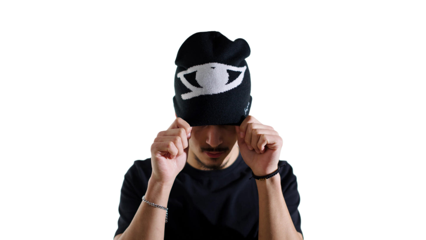 black beanie "I can see now"